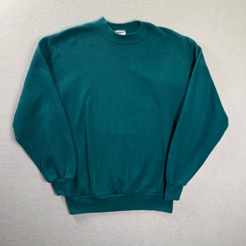 Vintage Jerzees Sweatshirt Mens Medium Teal Green Crewneck Pullover Made USA 90s